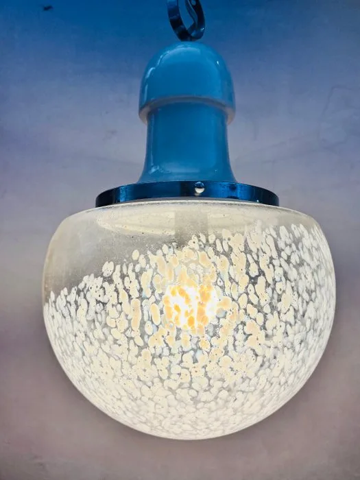 Hanging lamp - Glass, Metal - 1970s chandelier