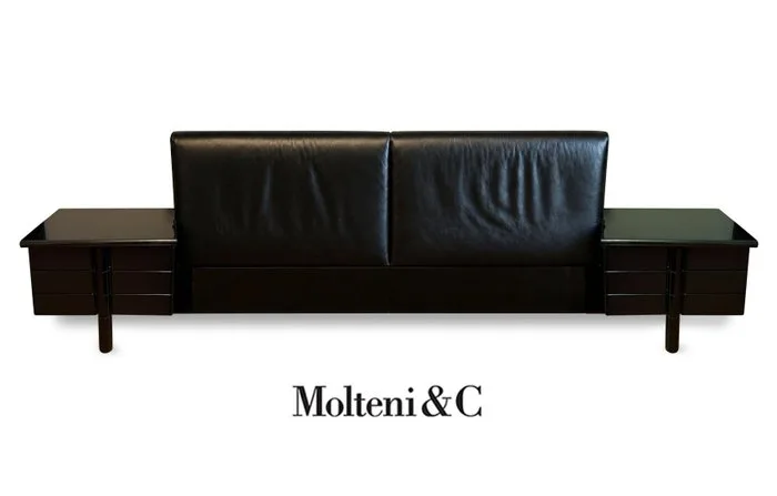 Molteni - Tobia Scarpa - Marlo - Bed - Leather, Wood - Headboard with nightstands