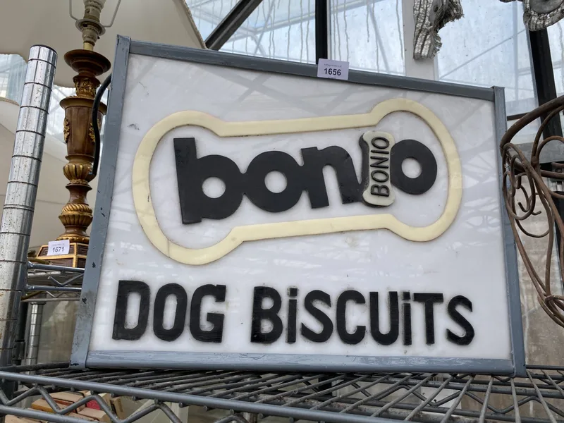 An Illuminated Bonio Dog Biscuit Sign