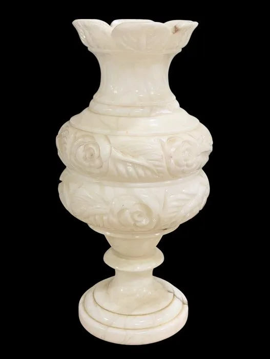 Vase - Internal Lamp - Marble - Reliefs of Roses