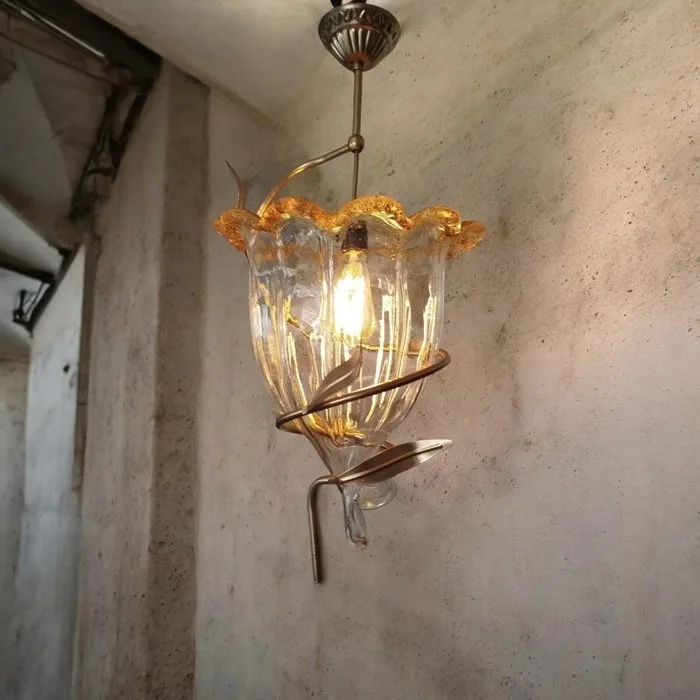Hanging lamp - Murano glass, Metal