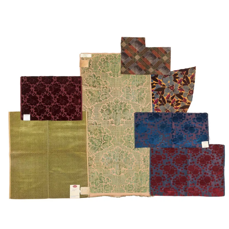 A varied selection of velvet, to include two panels of ciselé silk velvet French